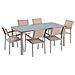 Set Tavolo E Sedie Da Giardino - In Vetro Temperato Nero E Fibra Tessile Beige - Tavolo 180 Con 6 Sedie - Grosseto - Foto miniatura 34