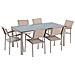 Set Tavolo E Sedie Da Giardino - In Vetro Temperato Nero E Fibra Tessile Beige - Tavolo 180 Con 6 Sedie - Grosseto - Foto miniatura 23