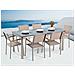 Set Tavolo E Sedie Da Giardino - In Vetro Temperato Nero E Fibra Tessile Beige - Tavolo 180 Con 6 Sedie - Grosseto - Foto miniatura 13