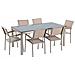 Set Tavolo E Sedie Da Giardino - In Vetro Temperato Nero E Fibra Tessile Beige - Tavolo 180 Con 6 Sedie - Grosseto - Foto miniatura 14
