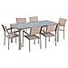Set Tavolo E Sedie Da Giardino - In Vetro Temperato Nero E Fibra Tessile Beige - Tavolo 180 Con 6 Sedie - Grosseto - Foto miniatura 21