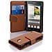 Custodia Compatibile Con Huawei Ascend G700 In Marrone Cioccolata - Coperchio Protettivo In Ecopelle Testurizzata E Tasca Per Carte Di Credito - Foto miniatura 3