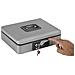 Popup C9746 Cassetta Di Sicurezza Con Chiave E Pulsante Per Contare E Trasportare Denaro | Cassetta Portavalori In Acciaio Con Vassoio Portamonete | Cassaforte Portatile Larghezza 20cm | grigio - Foto miniatura 2