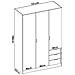 Guardaroba Cimone, Mobile Appendiabiti Per Camera Da Letto, Armadio A 3 Ante Battenti E 3 Cassetti, 121x52h184 Cm, Bianco - Foto miniatura 3
