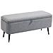 Panca Contenitore In Tessuto Effetto Velluto, Per Camera, Soggiorno E Ingresso, 101x38.5x44.5 Cm, Grigio - Foto miniatura 1