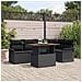Set da Pranzo da Giardino a 6 Pezzi con Cuscini Nero Polyrattan Acacia - Foto miniatura 2