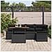 Set da Pranzo da Giardino a 6 Pezzi con Cuscini Nero Polyrattan Acacia - Foto miniatura 3