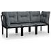 Set Salotto da Giardino 3 pz Nero e Grigio in Polyrattan - Foto miniatura 1