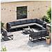 Set Divano da Giardino con cuscino 11 pcs Nero Alluminio - Foto miniatura 3