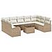 Set Divano da Giardino 10 pcs Beige e bianco Poly Rattan - Foto miniatura 1
