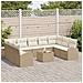 Set Divano da Giardino 10 pcs Beige e bianco Poly Rattan - Foto miniatura 3