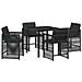 Set da Pranzo per Giardino 5 pcs Nero polyrattan - Foto miniatura 1