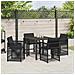 Set da Pranzo per Giardino 5 pcs Nero polyrattan - Foto miniatura 4