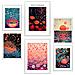 Set Di 6 Stampe Kusama Wave Incorniciato Con Illustrazioni Di Design Per Decorare Le Pareti Della Tua Casa. Negozio Di Pittura. A3 & A4 Cornice Bianca - Foto miniatura 1