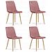 Sedia TURIN in velluto rosa con gambe in legno per soggiorno x4 - Foto miniatura 1