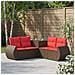 Set di divani 5 pz Marrone e Rosso Rattan sintetico e Acciaio - Foto miniatura 3
