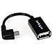 Cavo Adattatore micro USB a USB femmina angolato a destra OTG da viaggio - Connettore a 90 gradi da 12 cm M / F - Nero - Foto miniatura 1