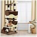 Albero Tiragraffi Per Gatti In Peluche E Sisal Con Cucce E Pallina Caffè E Crema 50x50x132cm - Foto miniatura 2