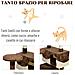Albero Tiragraffi Per Gatti In Peluche E Sisal Con Cucce E Pallina Caffè E Crema 50x50x132cm - Foto miniatura 5