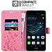 Custodia Compatibile Con Huawei P9 In Rosa Fiore - Coperchio Protettivo In Design Floreale Con Chiusura Magnetica, Funzione Stand E Slot Per Carte - Foto miniatura 3