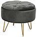 Pouf rotonda in velluto CARO, Colore Grigio Grafite - Foto miniatura 1