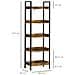 Libreria Stile Industriale A 5 Ripiani In Legno E Metallo, 48x30x155cm, Marrone Rustico - Foto miniatura 4