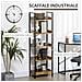 Libreria Stile Industriale A 5 Ripiani In Legno E Metallo, 48x30x155cm, Marrone Rustico - Foto miniatura 3