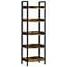 Libreria Stile Industriale A 5 Ripiani In Legno E Metallo, 48x30x155cm, Marrone Rustico - Foto miniatura 1
