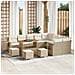 Set di divani da giardino a 13 pezzi con cuscini beige in polyrattan e acacia, Set da pranzo da giardino a 4 pezzi con cuscini beige in polyrattan e acacia - Foto miniatura 2