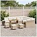 Set di divani da giardino a 13 pezzi con cuscini beige in polyrattan e acacia, Set da pranzo da giardino a 4 pezzi con cuscini beige in polyrattan e acacia - Foto miniatura 3