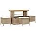 Set di divani da giardino a 13 pezzi con cuscini beige in polyrattan e acacia, Set da pranzo da giardino a 4 pezzi con cuscini beige in polyrattan e acacia - Foto miniatura 4