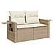 Set di divani da giardino a 13 pezzi con cuscini beige in polyrattan e acacia, Set da pranzo da giardino a 4 pezzi con cuscini beige in polyrattan e acacia - Foto miniatura 6