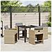 Set da Pranzo per Giardino con cuscino 5 pcs Beige Poly Rattan - Foto miniatura 4