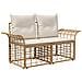 Set Divano da Giardino 11 pz Naturale e Bianco Crema polyrattan - Foto miniatura 10