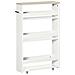 Carrello Bagno Salvaspazio A 3 Ripiani Con Rotelle E Maniglia In Legno, 48x15x80cm, Bianco - Foto miniatura 1