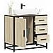 Mobile Lavabo Da Bagno Rovere Sonoma 65x33x60 Cm In Truciolato - Foto miniatura 1