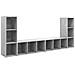 Mobili Tv 4 Pz Grigio Cemento 107x35x37 Cm In Legno Multistrato - Foto miniatura 1