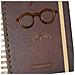 Blocco Note A5 Rigido A Spirale Motivo Occhiali Con Elastico Di Chiusura, Marrone Scuro - Foto miniatura 3