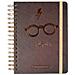 Blocco Note A5 Rigido A Spirale Motivo Occhiali Con Elastico Di Chiusura, Marrone Scuro - Foto miniatura 1