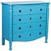 Cassettiera In Legno Laccato Blu Invecchiato, 4 Cassetti 100x40x90h Cm - Foto miniatura 1