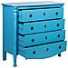 Cassettiera In Legno Laccato Blu Invecchiato, 4 Cassetti 100x40x90h Cm - Foto miniatura 5