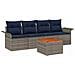 Set Divano da Giardino 5 pcs Grigio e Blu Navy polyrattan - Foto miniatura 1