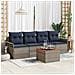 Set Divano da Giardino 5 pcs Grigio e Blu Navy polyrattan - Foto miniatura 2