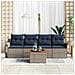 Set Divano da Giardino 5 pcs Grigio e Blu Navy polyrattan - Foto miniatura 3
