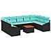 Set Divano da Giardino con cuscino 10 pcs Nero polyrattan - Foto miniatura 1