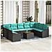 Set Divano da Giardino con cuscino 10 pcs Nero polyrattan - Foto miniatura 2