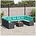 Set Divano da Giardino con cuscino 10 pcs Nero polyrattan - Foto miniatura 3