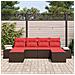 Set Divano da Giardino 4 pz Marrone e Rosso polyrattan - Foto miniatura 3