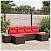 Set Divano da Giardino 4 pz Marrone e Rosso polyrattan - Foto miniatura 4