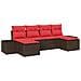 Set Divano da Giardino 4 pz Marrone e Rosso polyrattan - Foto miniatura 1
